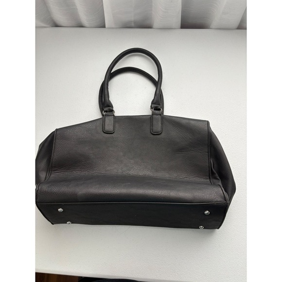 Charming Charlie Black Faux Leather Satchel Purse Tote Handbag Tassel - Picture 2 of 15